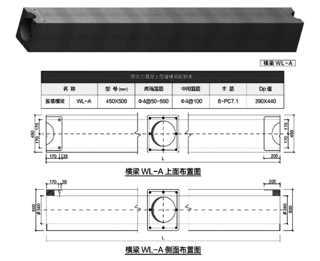 預制圍墻橫梁結構圖